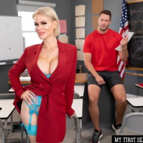 Big tit blonde Casca Akashova gets naughty in the classroom